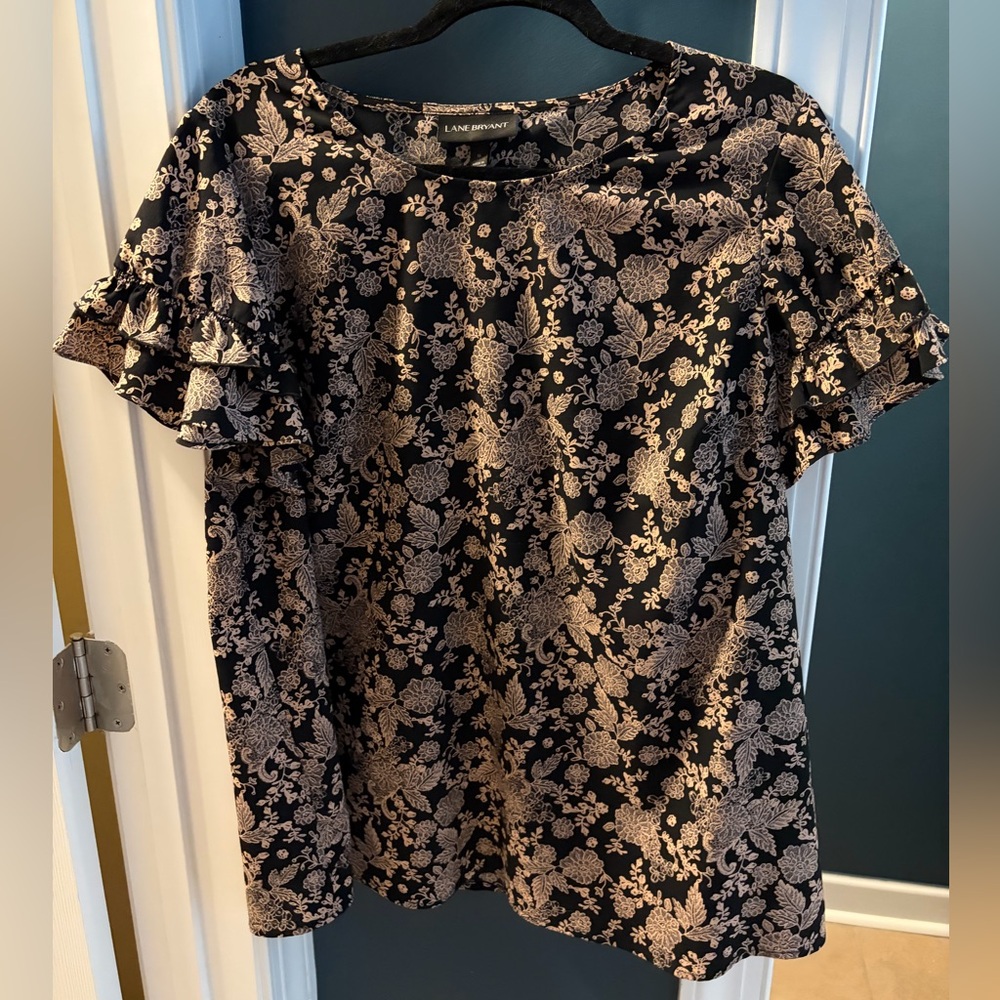 Lane Bryant Ruffle Sleeve Work Blouse